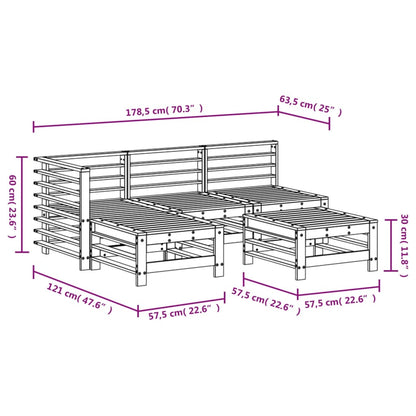 Set Salotto da Giardino 5 pz in Legno Massello di Pino | homemem39
