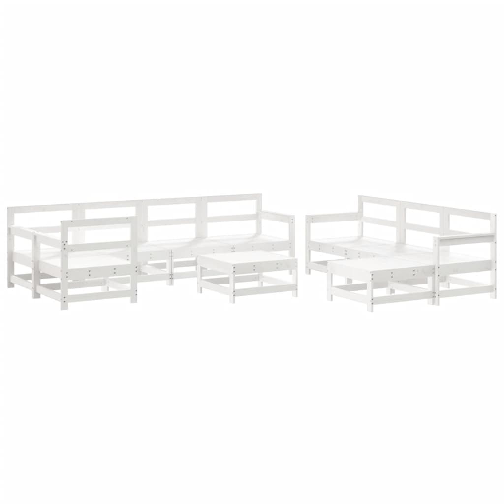 Set Salotto da Giardino 10 pz Bianco in Legno Massello di Pino - homemem39