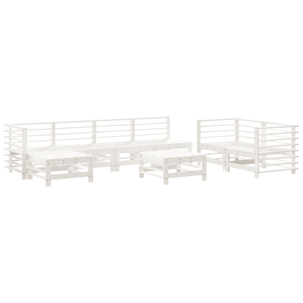 Set Salotto da Giardino 8 pz in Legno Massello di Pino Bianco - homemem39