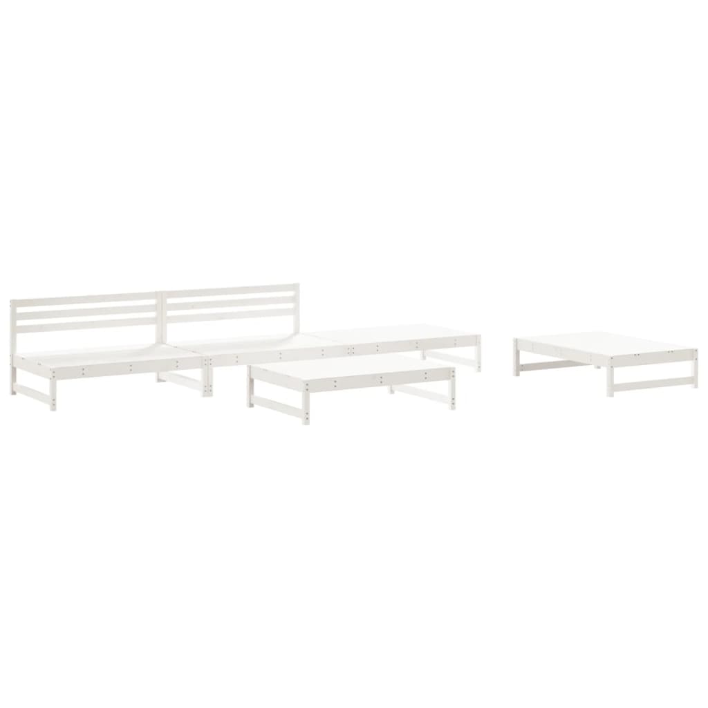 Set Salotto da Giardino 5 pz Bianco in Legno Massello di Pino - homemem39