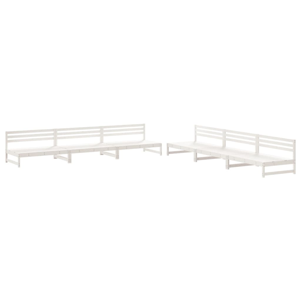 Set Salotto da Giardino 6 pz Bianco in Legno Massello di Pino - homemem39