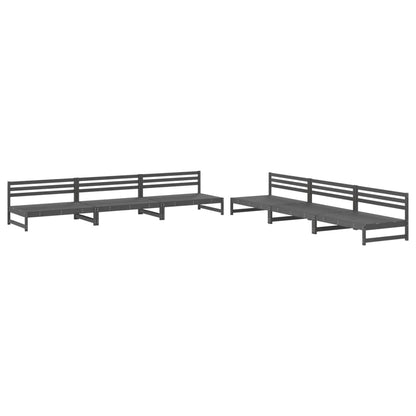 Set Salotto da Giardino 6 pz Grigio in Legno Massello di Pino - homemem39