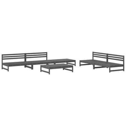 Set Salotto da Giardino 6 pz Grigio in Legno Massello di Pino - homemem39