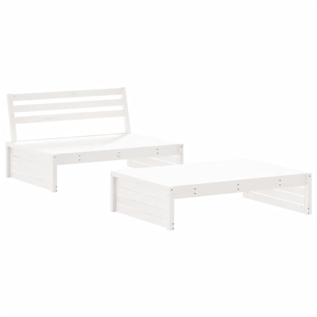 Set Salotto da Giardino 2 pz Bianco in Legno Massello di Pino - homemem39