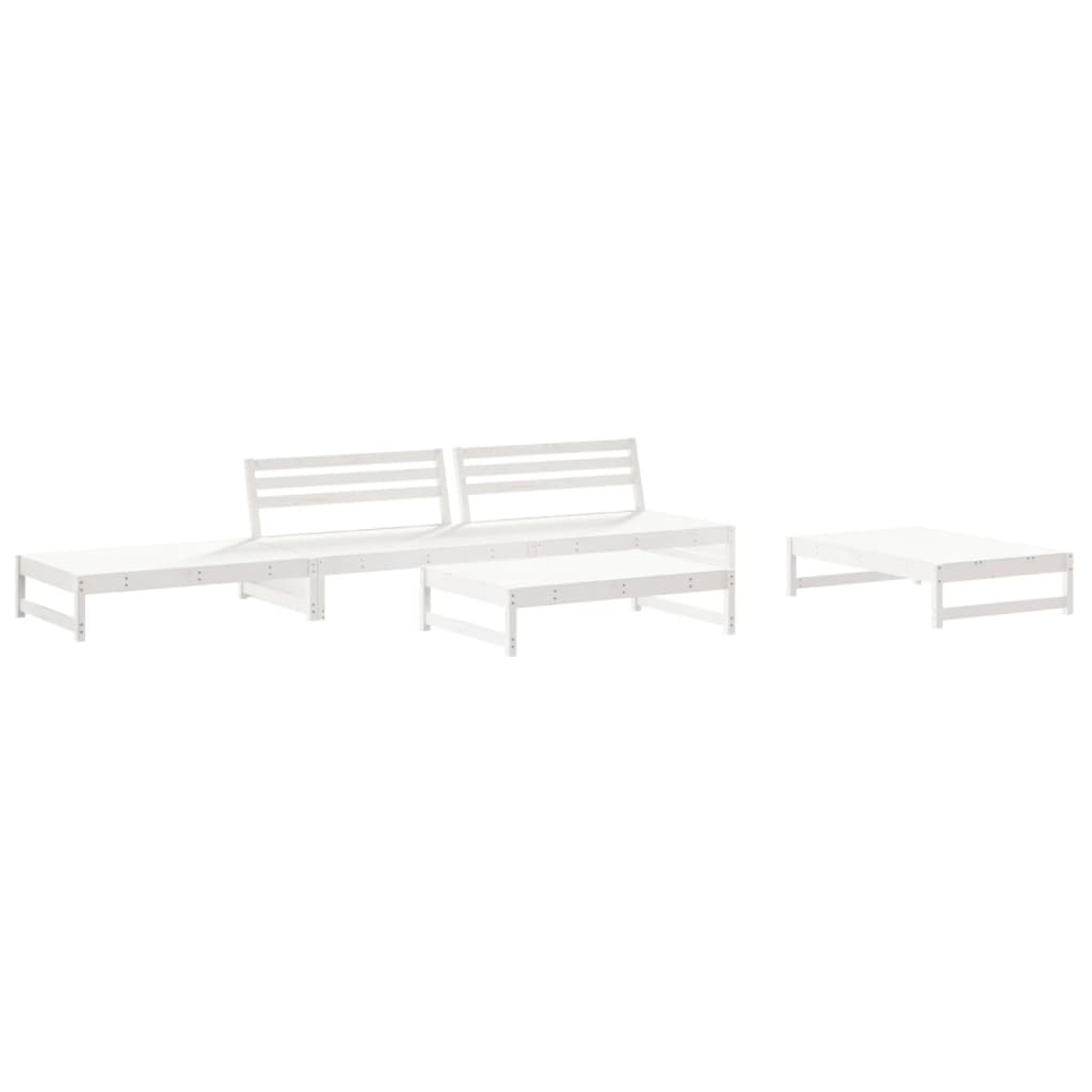 Set Salotto da Giardino 6 pz Bianco in Legno Massello di Pino - homemem39