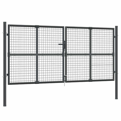 Cancello da Giardino in Rete Antracite 300x125 cm in Acciaio Zincato | homemem39