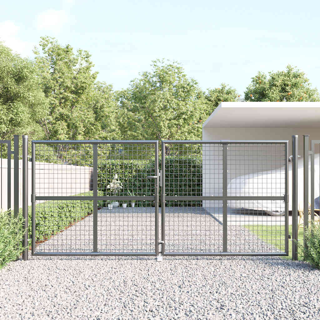 Cancello da Giardino in Rete Antracite 300x125 cm in Acciaio Zincato | homemem39