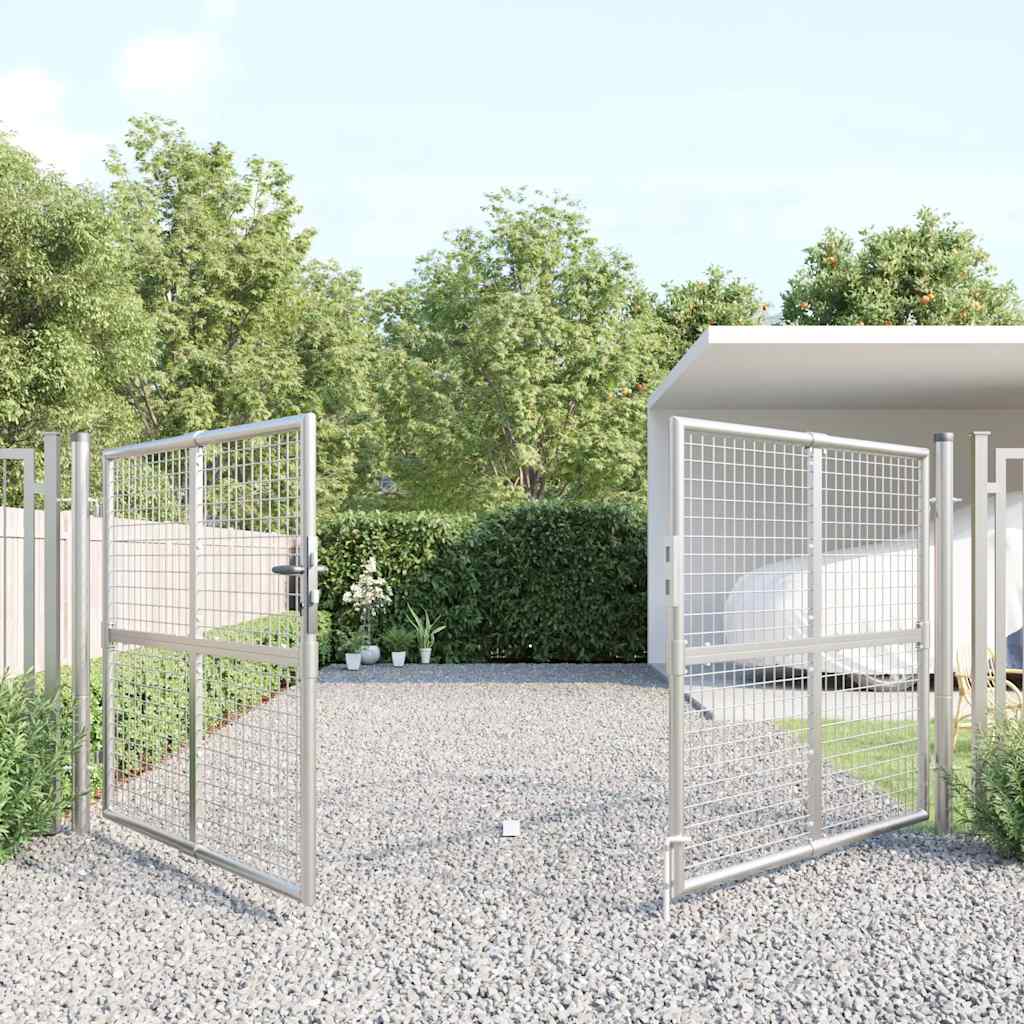Cancello da Giardino in Rete Argento 300x125 cm in Acciaio Zincato | homemem39