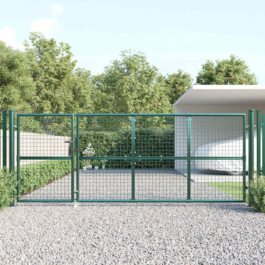 Cancello da Giardino in Rete Verde 350x125 cm in Acciaio Zincato | homemem39