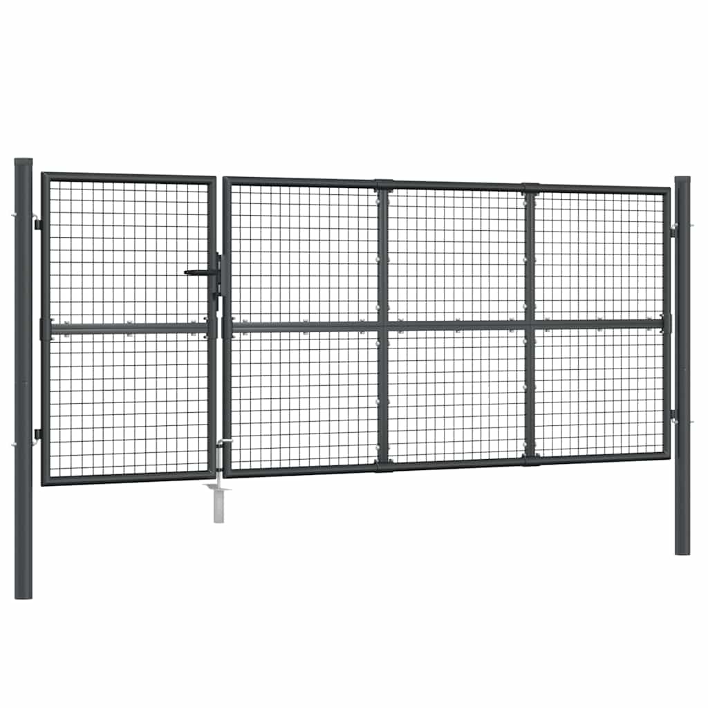 Cancello da Giardino in Rete Antracite 350x125 cm in Acciaio Zincato | homemem39