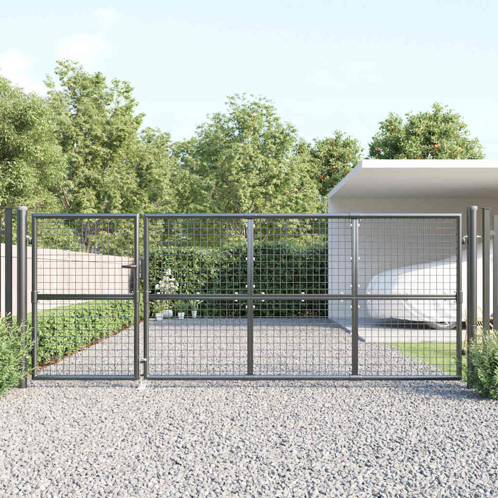 Cancello da Giardino in Rete Antracite 350x125 cm in Acciaio Zincato | homemem39