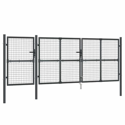 Cancello da Giardino in Rete Antracite 400x125 cm in Acciaio Zincato | homemem39