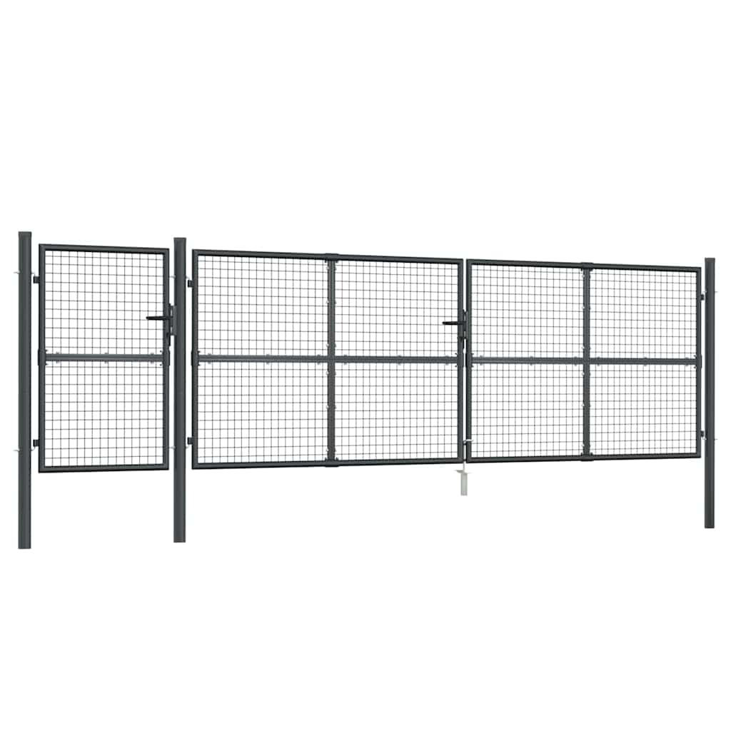 Cancello da Giardino in Rete Antracite 500x125 cm in Acciaio Zincato | homemem39