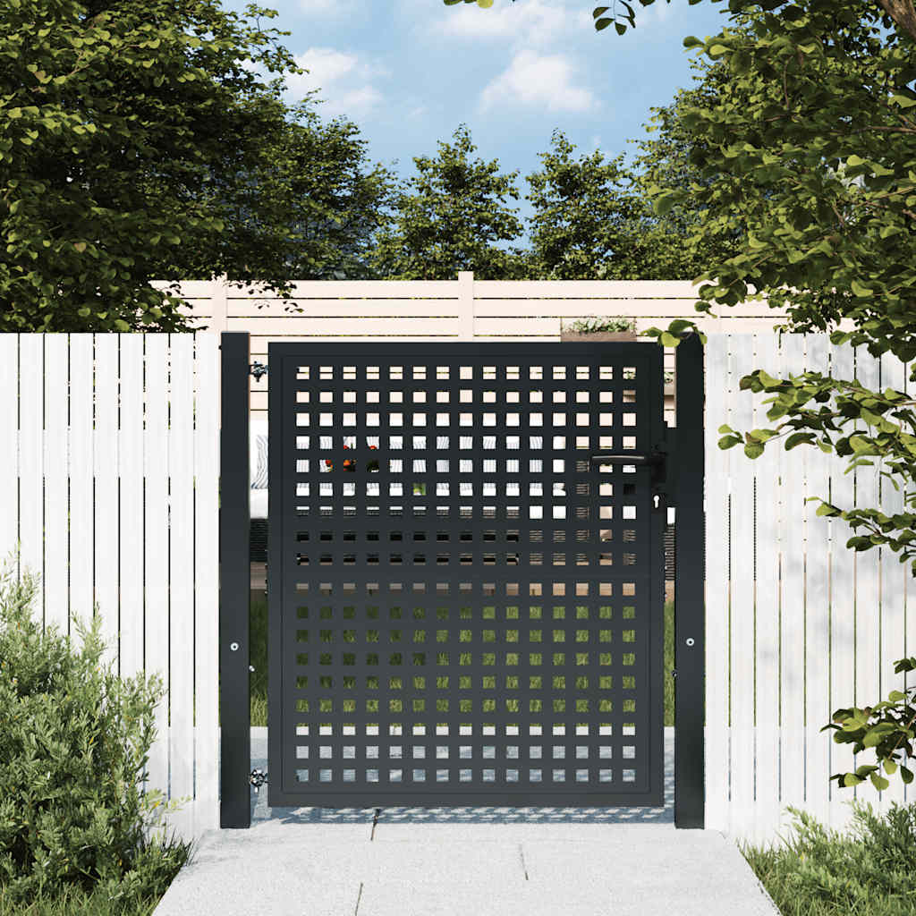 Cancello da Giardino Antracite 100x100 cm in Acciaio | homemem39
