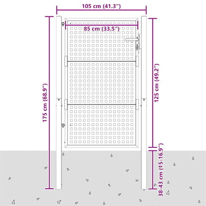 Cancello da Giardino Antracite 100x125 cm in Acciaio | homemem39