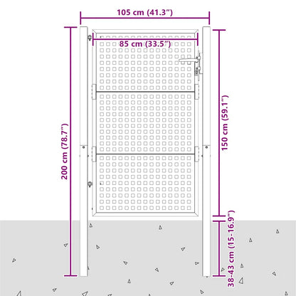 Cancello da Giardino Antracite 100x150 cm in Acciaio | homemem39