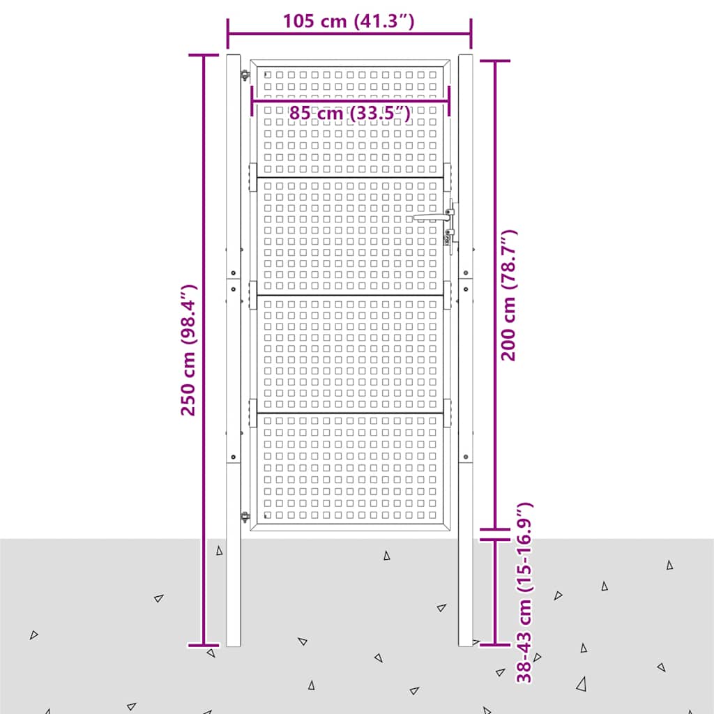 Cancello da Giardino Antracite 100x200 cm in Acciaio | homemem39