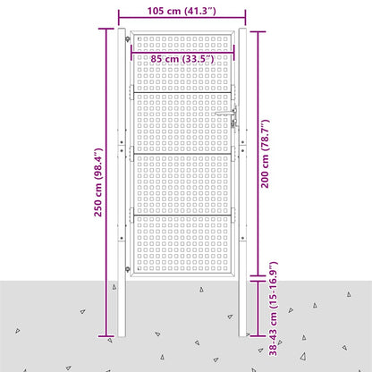 Cancello da Giardino Antracite 100x200 cm in Acciaio | homemem39