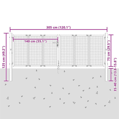 Cancello da Giardino Antracite 300x75 cm in Acciaio | homemem39