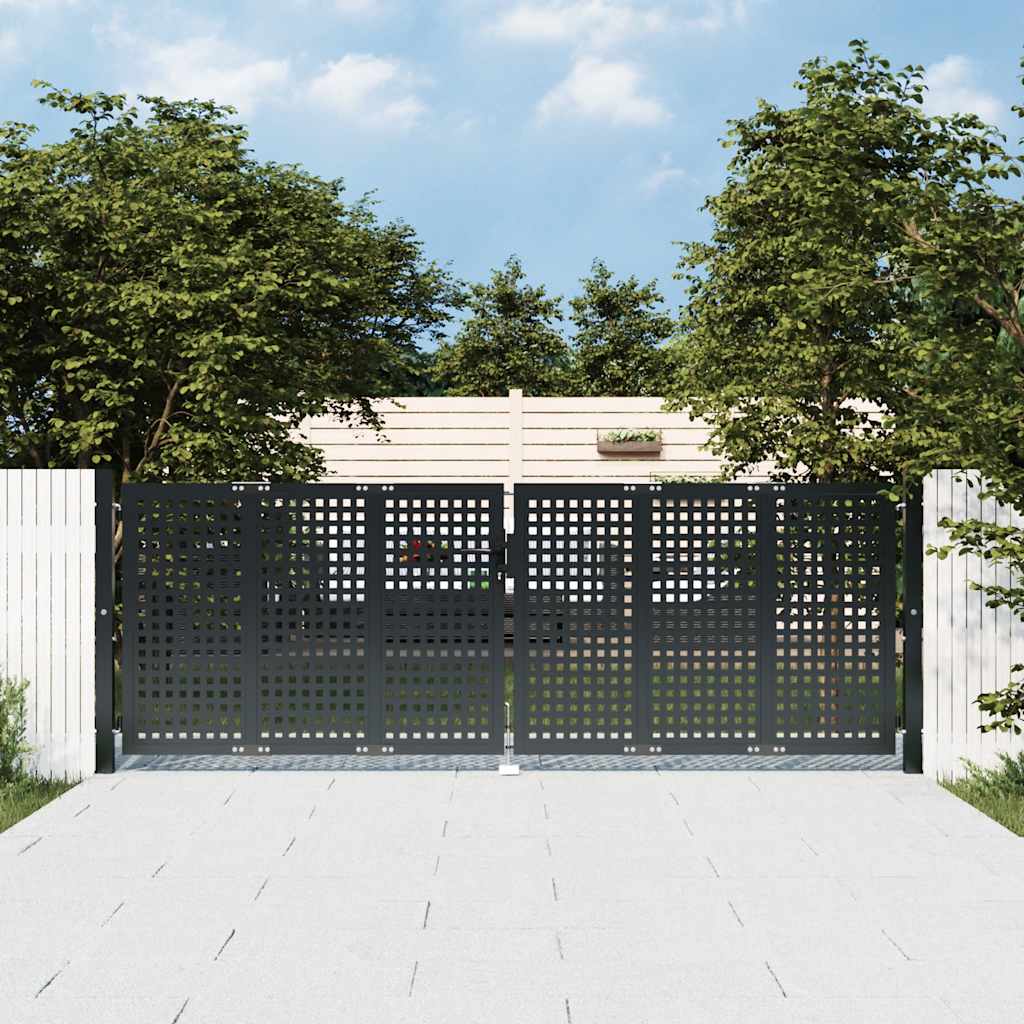 Cancello da Giardino Antracite 300x100 cm in Acciaio | homemem39