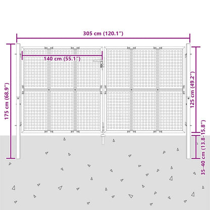 Cancello da Giardino Antracite 300x125 cm in Acciaio | homemem39