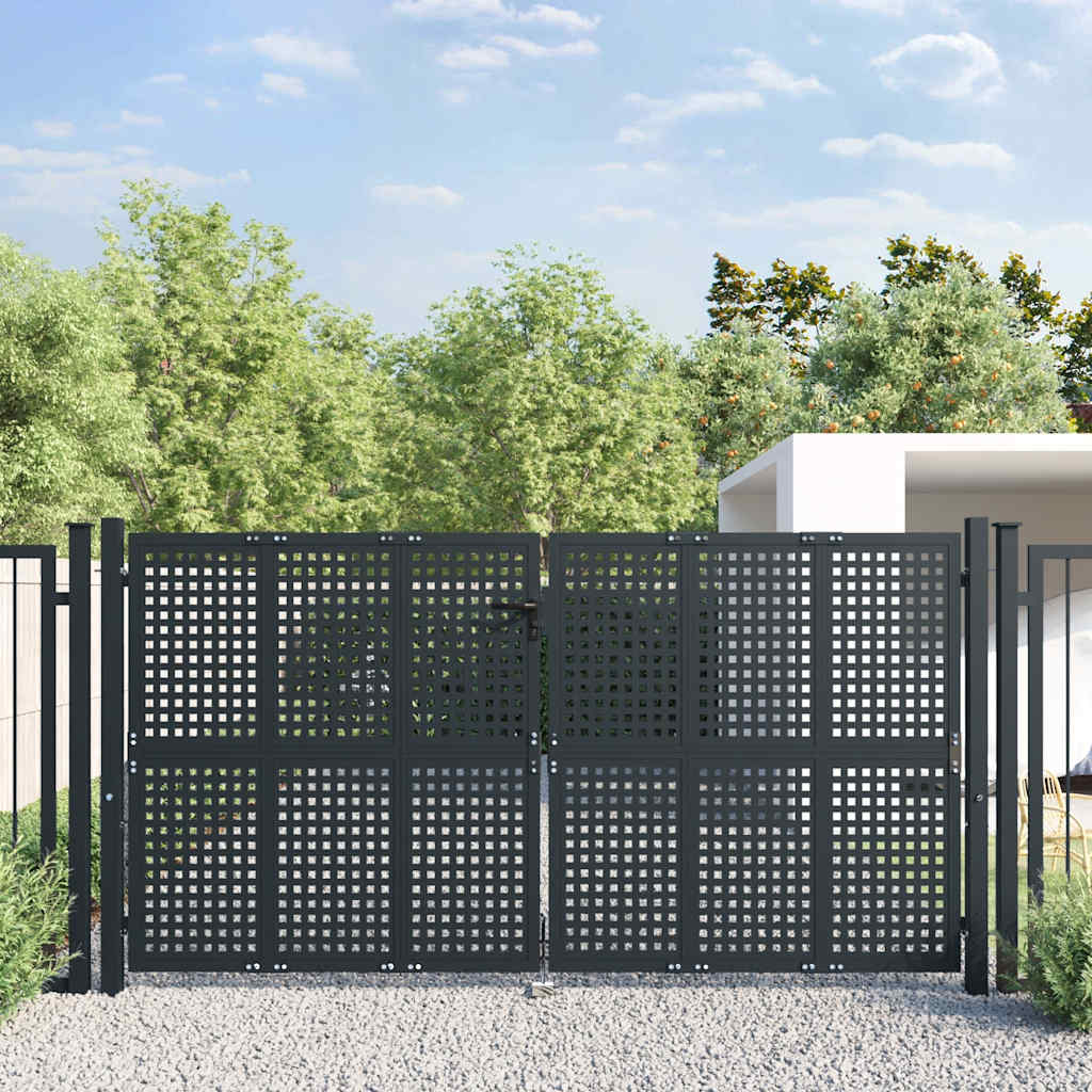 Cancello da Giardino Antracite 300x150 cm in Acciaio