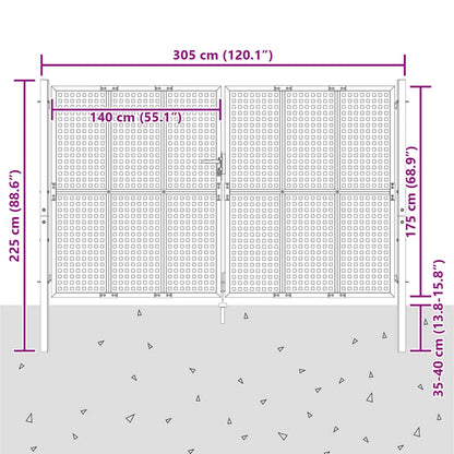 Cancello da Giardino Antracite 300x175 cm in Acciaio | homemem39