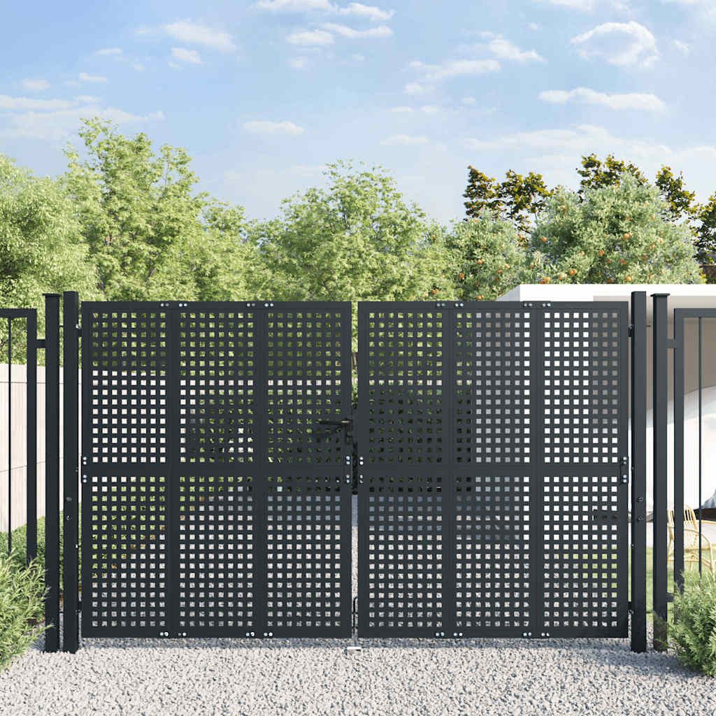 Cancello da Giardino Antracite 300x200 cm in Acciaio