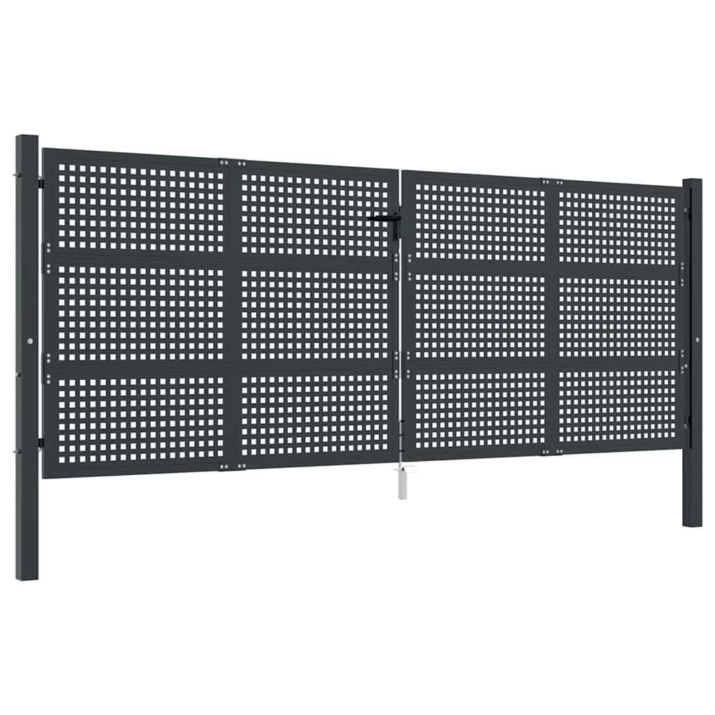 Cancello da Giardino Antracite 400x125 cm in Acciaio | homemem39