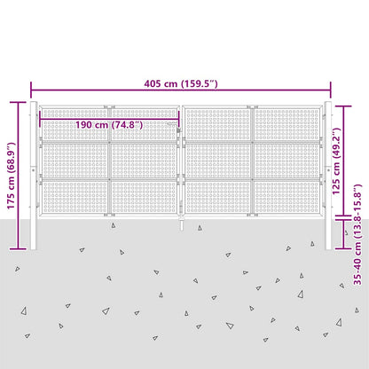 Cancello da Giardino Antracite 400x125 cm in Acciaio | homemem39