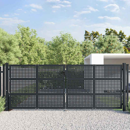 Cancello da Giardino Antracite 400x125 cm in Acciaio