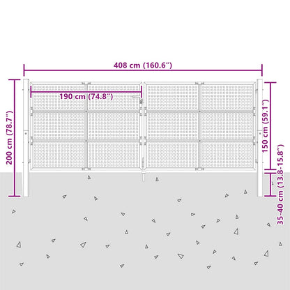 Cancello da Giardino Antracite 400x150 cm in Acciaio | homemem39