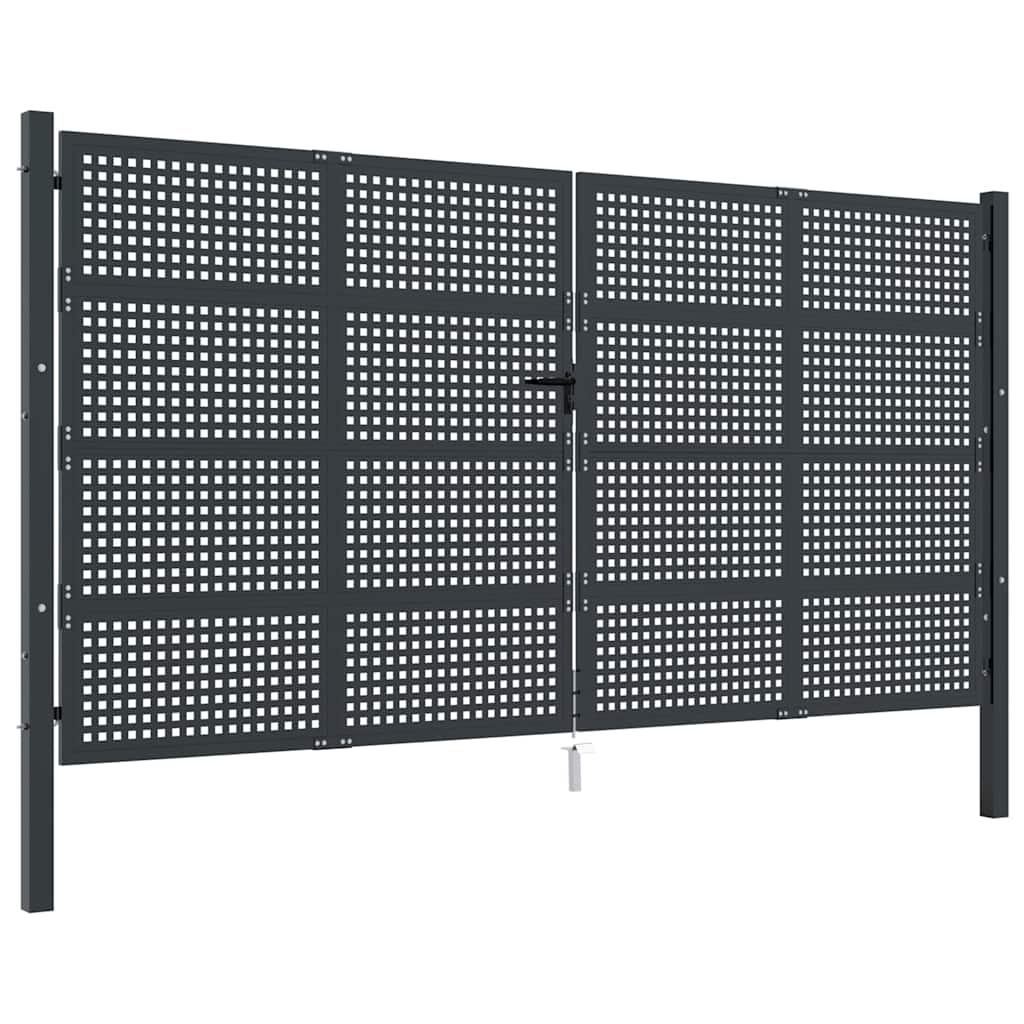 Cancello da Giardino Antracite 400x175 cm in Acciaio