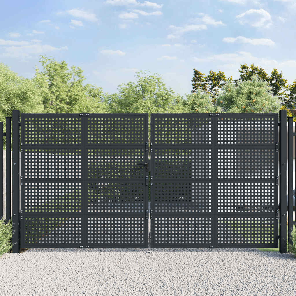 Cancello da Giardino Antracite 400x175 cm in Acciaio
