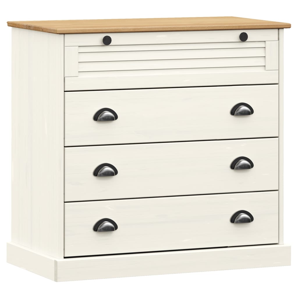 Cassettiera VIGO Bianca 80x40x76 cm in Legno Massello di Pino