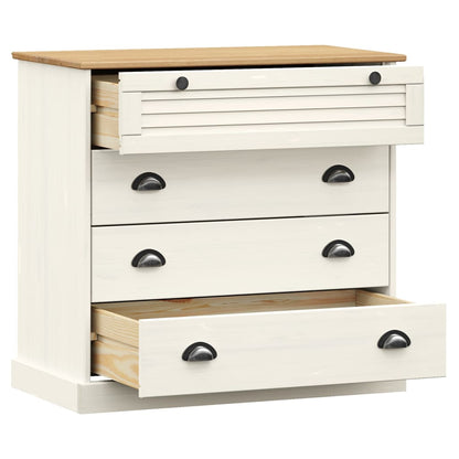 Cassettiera VIGO Bianca 80x40x76 cm in Legno Massello di Pino | homemem39