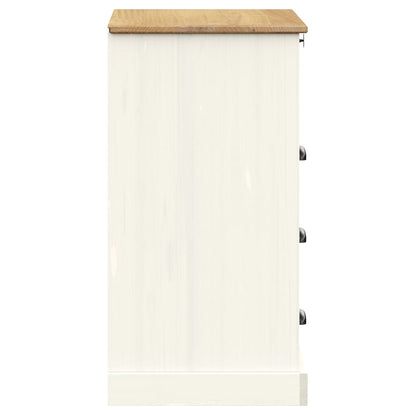 Cassettiera VIGO Bianca 80x40x76 cm in Legno Massello di Pino | homemem39
