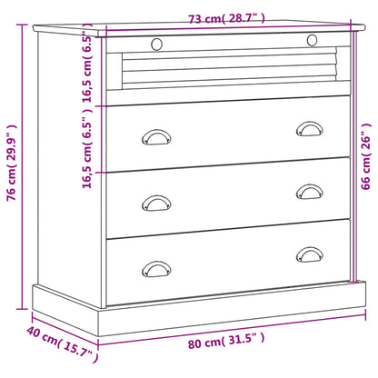 Cassettiera VIGO Bianca 80x40x76 cm in Legno Massello di Pino | homemem39