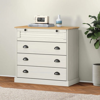 Cassettiera VIGO Bianca 80x40x76 cm in Legno Massello di Pino | homemem39