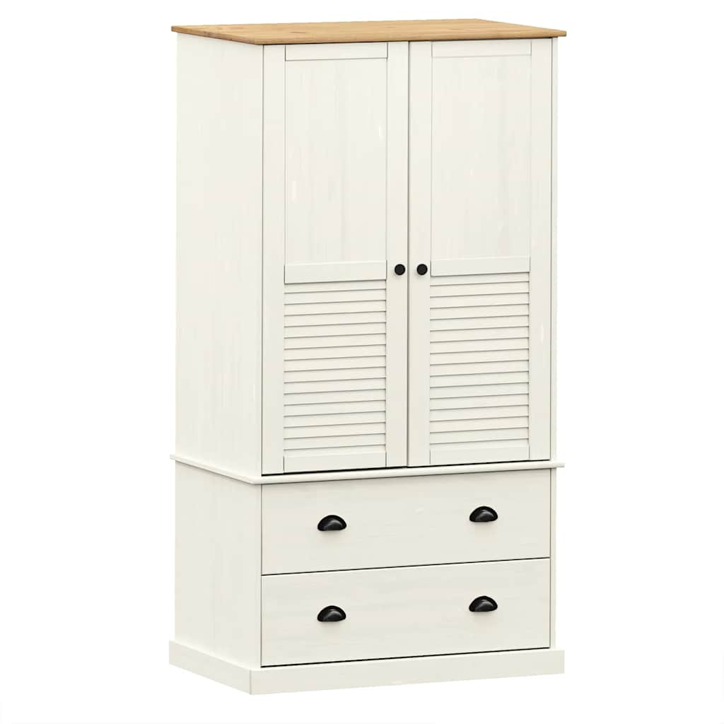 Armadio VIGO 90x55x170 cm in Legno Massello di Pino Bianco - homemem39