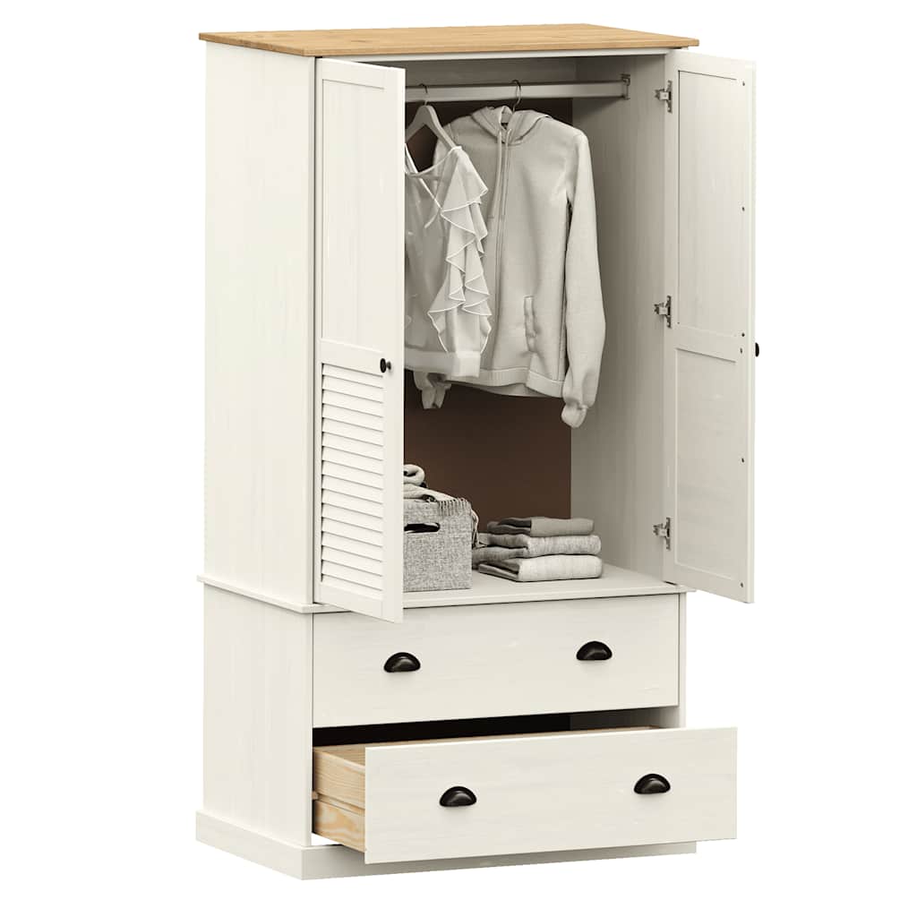 Armadio VIGO 90x55x170 cm in Legno Massello di Pino Bianco - homemem39