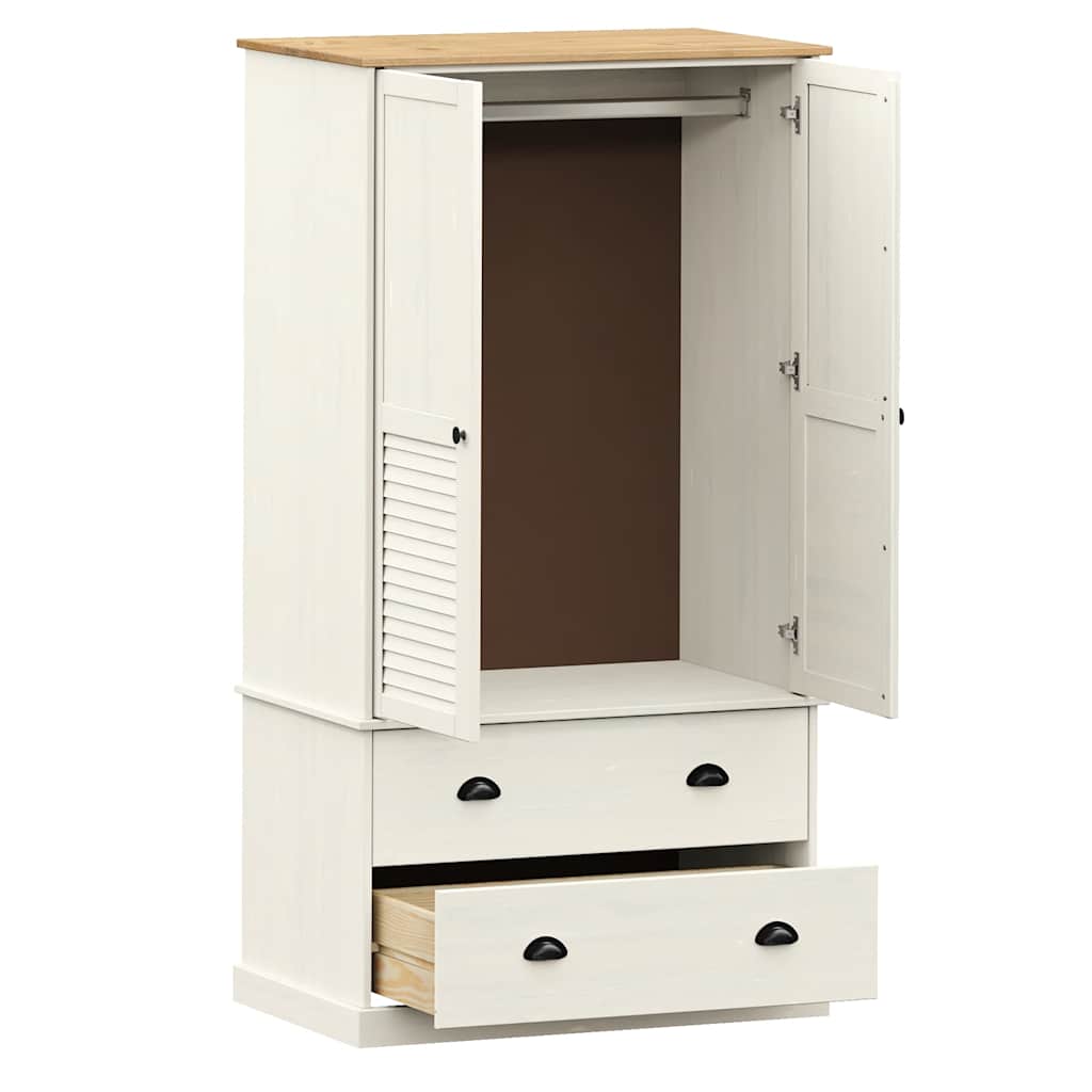Armadio VIGO 90x55x170 cm in Legno Massello di Pino Bianco - homemem39
