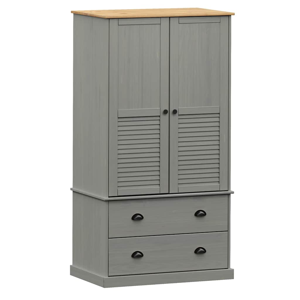 Armadio VIGO 90x55x170 cm in Legno Massello di Pino Grigio - homemem39