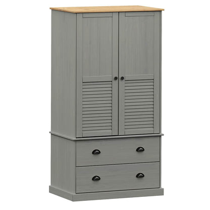 Armadio VIGO 90x55x170 cm in Legno Massello di Pino Grigio - homemem39