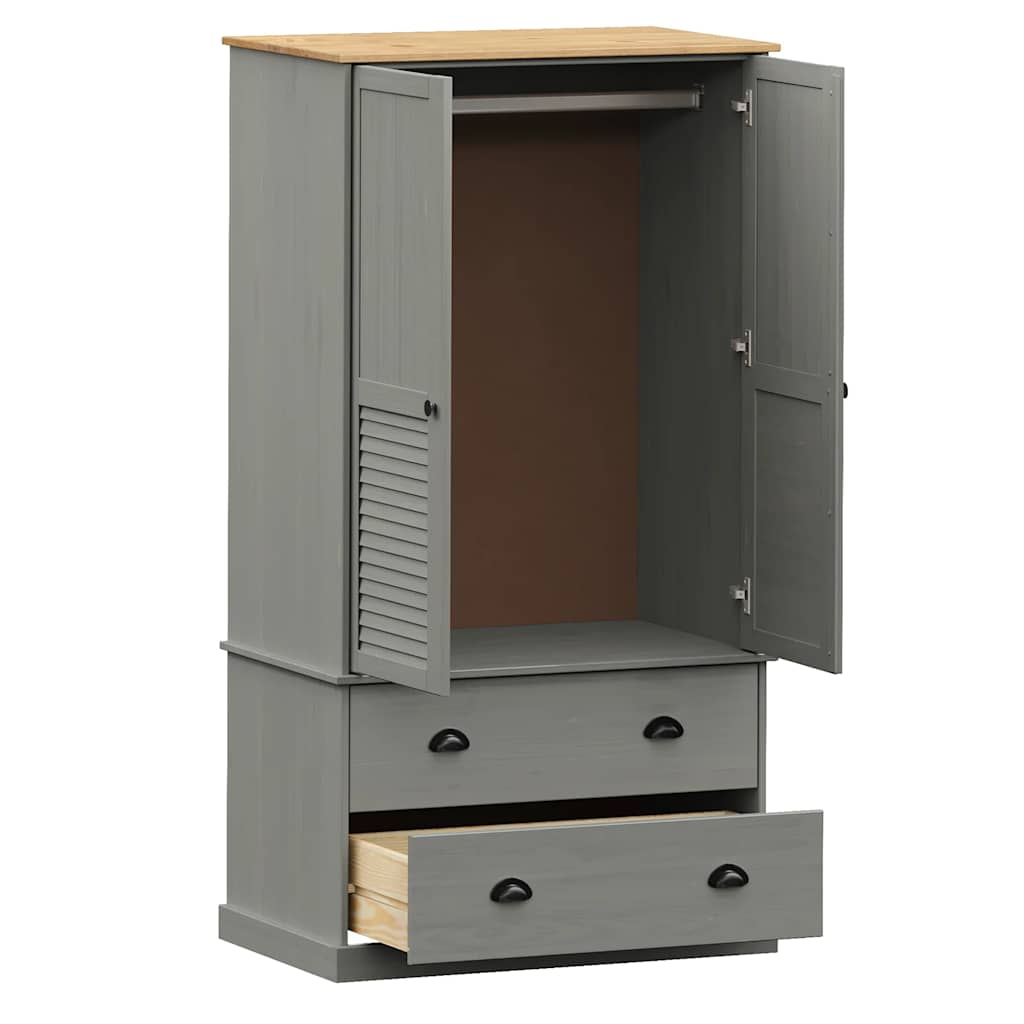 Armadio VIGO 90x55x170 cm in Legno Massello di Pino Grigio - homemem39