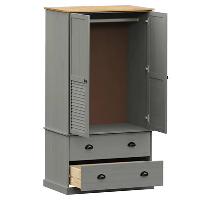 Armadio VIGO 90x55x170 cm in Legno Massello di Pino Grigio - homemem39
