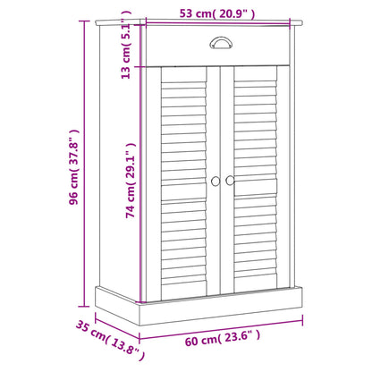 Scarpiera VIGO 60x35x96 cm in Legno Massello di Pino Bianco