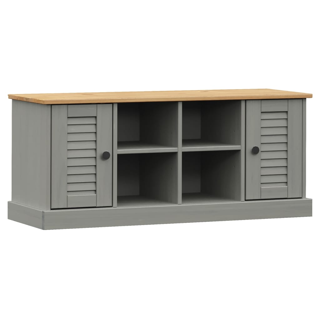 Panca Porta Scarpe Grigia VIGO 106x35x45 cm Legno Massello Pino - homemem39