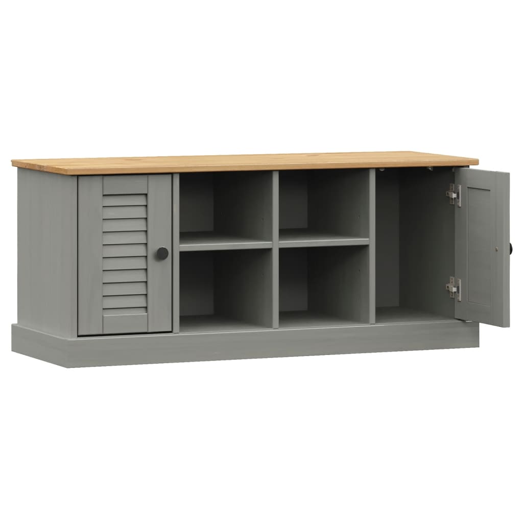 Panca Porta Scarpe Grigia VIGO 106x35x45 cm Legno Massello Pino - homemem39