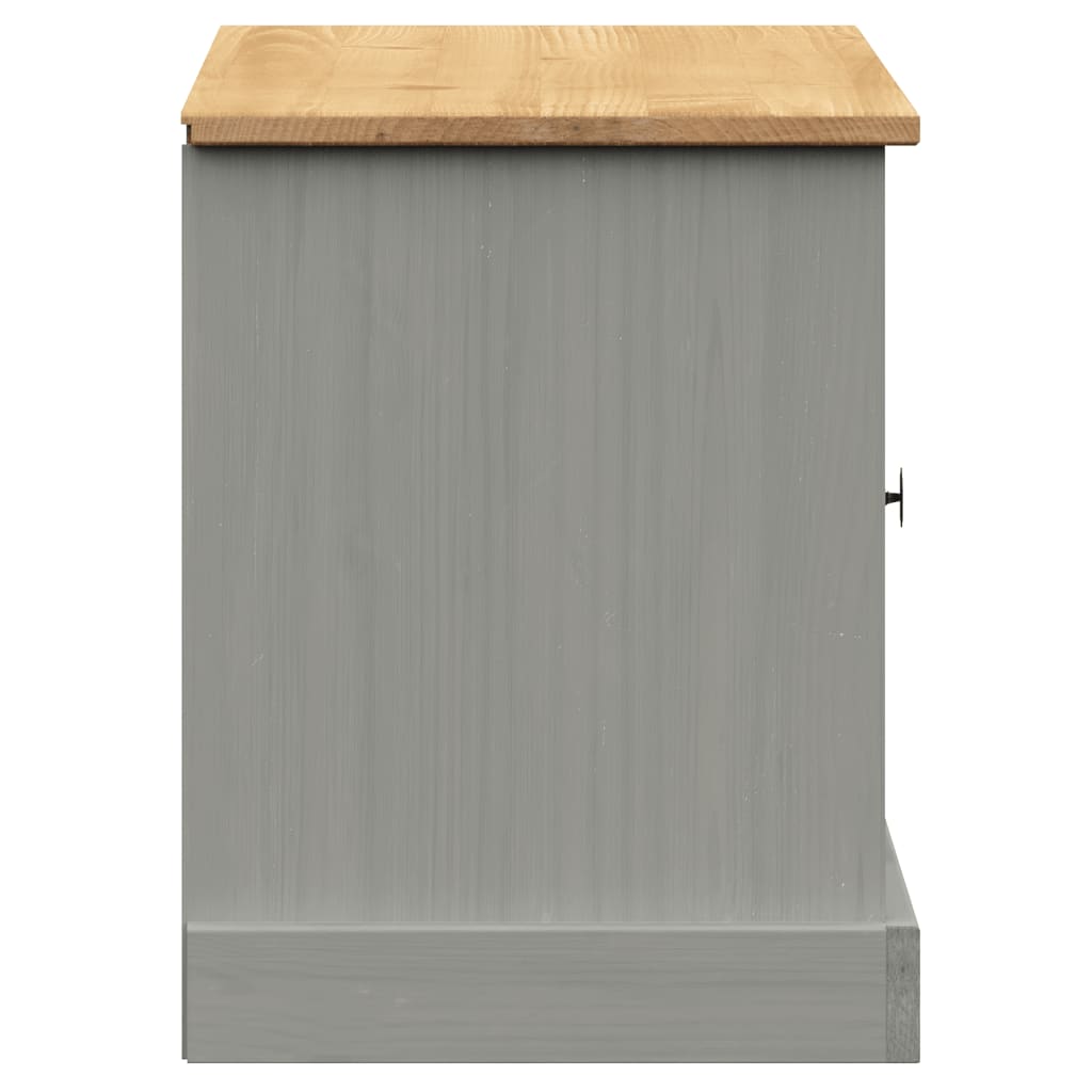 Panca Porta Scarpe Grigia VIGO 106x35x45 cm Legno Massello Pino - homemem39